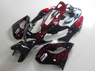 Carénages Moto Yamaha YZF 1000R Thundecourses 1997-2007 - Noir Blanc Rouge Flamme