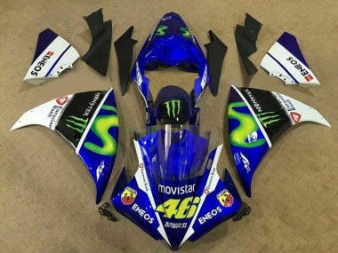 Carénages Moto Yamaha YZF 1000 R1 2012-2014 - Bleu Blanc Noir Vert MoviStar Monstre ENEOS