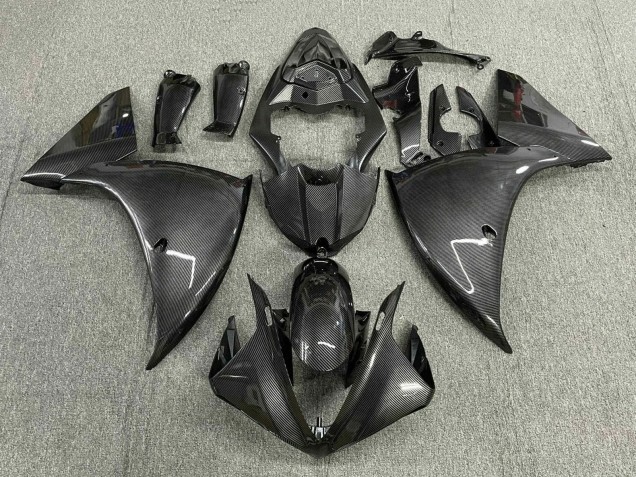 Carénages Moto Yamaha YZF 1000 R1 2012-2014 - Fausse Fibre de Carbone Gris Noir