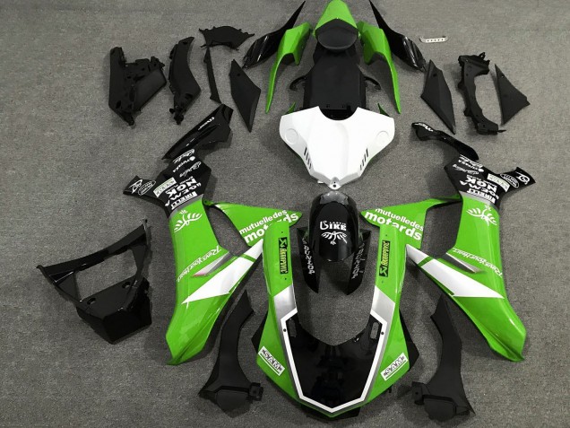 Carénages Moto Yamaha YZF 1000 R1 2015-2019 - Blanc Vert Noir Brillant