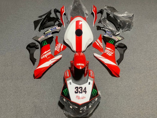 Carénage Moto Yamaha YZF 1000 R1 2020-2025 - Blanc Rouge Noir Vert Monstre Milwaukee