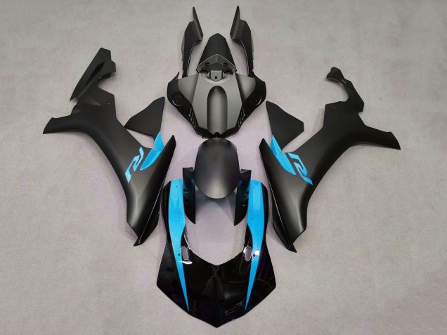 Carénages Moto Yamaha YZF 1000 R1 2020-2025 - Noir Brillant Noir Mat Bleu Clair