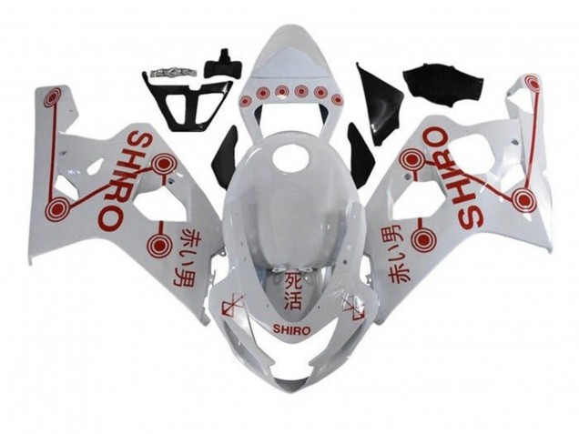 Carénages Moto Suzuki GSXR 600 / GSXR 750 2004-2005 - Blanc Rouge Shiro