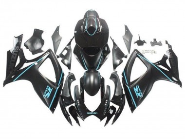 Carénages Moto Suzuki GSXR 600 / GSXR 750 2006-2007 - Noir Mat Turquoise Bleu