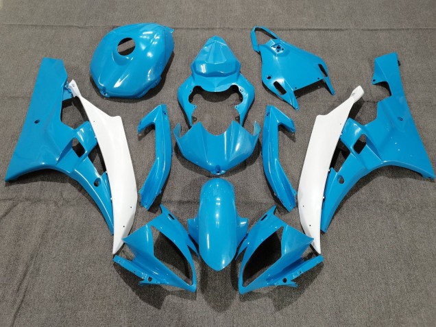 Carénages Moto Yamaha YZF R6 2006-2007 - Bleu Clair Blanc