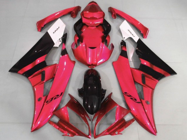 Carénages Moto Yamaha YZF R6 2006-2007 - Blanc Rouge Noir Brillant