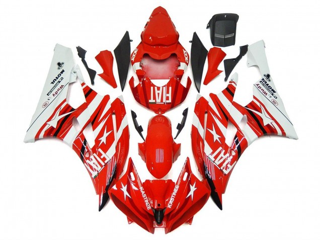 Carénages Moto Yamaha YZF R6 2006-2007 - Blanc Rouge Fiat Star Michelin Motul