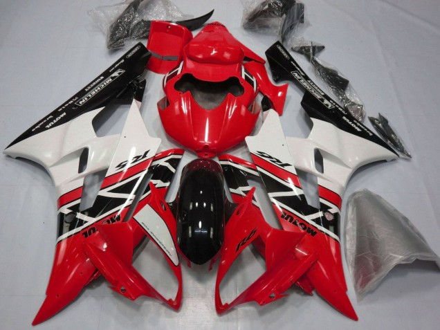 Carénages Moto Yamaha YZF R6 2006-2007 - Rouge Blanc Noir Brillant Michelin Motul