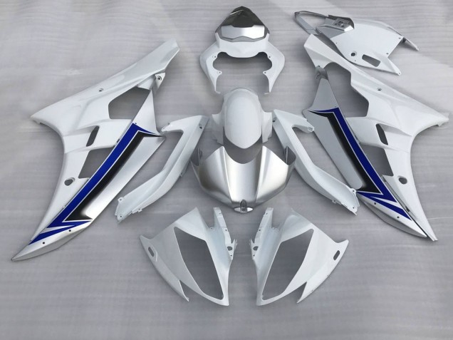 Carénages Moto Yamaha YZF R6 2006-2007 - Blanc Argent Bleu Noir