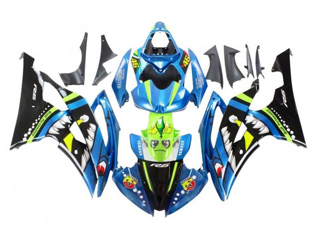 Carénages Moto Yamaha YZF R6 2008-2016 - Bleu Vert Noir Brillant Requin