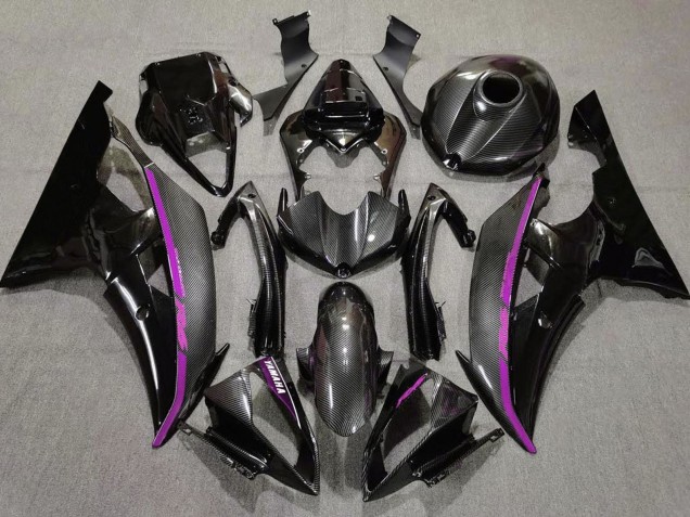 Carénages Moto Yamaha YZF R6 2008-2016 - Noir Fibre de Carbone Style Violet