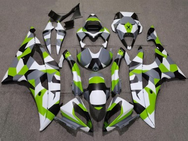 Carénages Moto Yamaha YZF R6 2008-2016 - Blanc Vert Gris Noir Camouflage