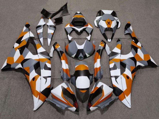 Carénages Moto Yamaha YZF R6 2008-2016 - Blanc Orange Gris Noir Camouflage