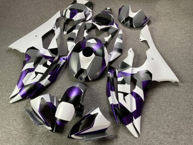 Carénages Moto Yamaha YZF R6 2008-2016 - Blanc Violet Gris Noir Camouflage