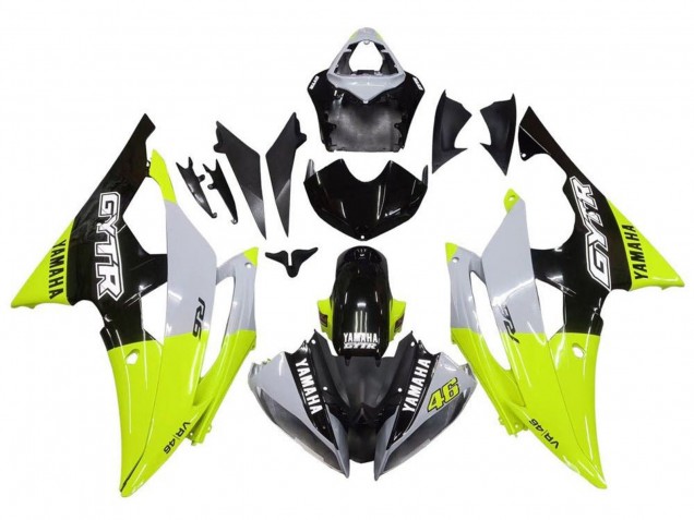 Carénages Moto Yamaha YZF R6 2008-2016 - Blanc Vert Noir Brillant GYTR