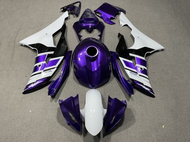 Carénages Moto Yamaha YZF R6 2008-2016 - Blanc Violet Noir Bande