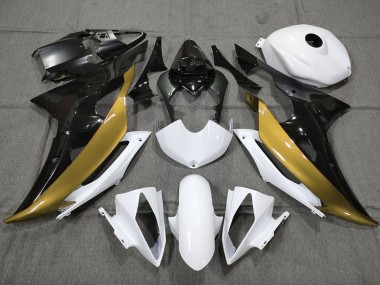 Carénages Moto Yamaha YZF R6 2008-2016 - Blanc Or Noir Brillant