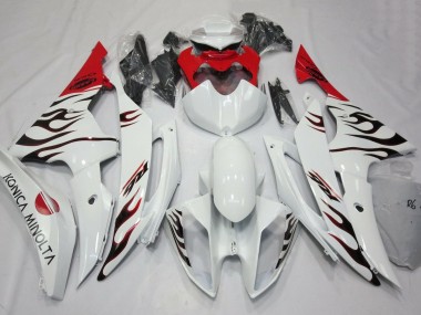 Carénages Moto Yamaha YZF R6 2008-2016 - Blanc Rouge Noir Flamme