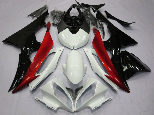 Carénages Moto Yamaha YZF R6 2008-2016 - Blanc Rouge Noir Brillant