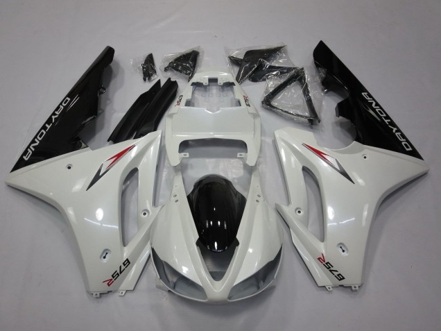 Carénage Moto Triumph Daytona 675 Triple 2009-2012 - Blanc Noir Brillant