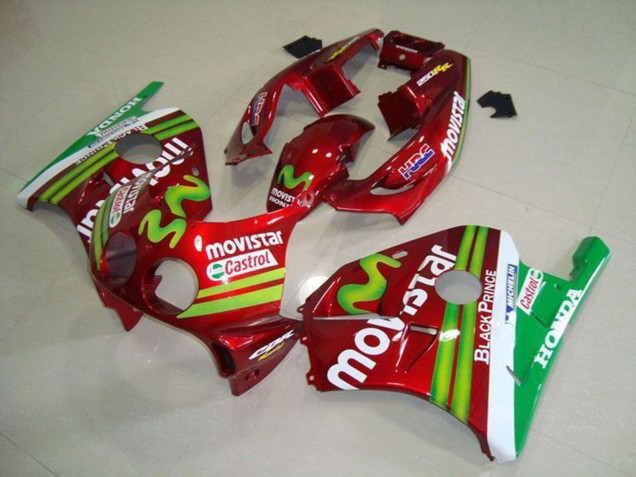 Carénages Moto Honda CBR250RR MC22 1990-1998 - Rouge Blanc Vert MoviStar