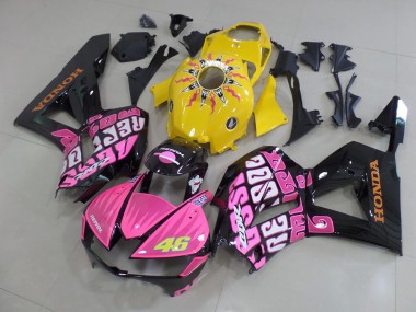 Carénages Moto Honda CBR600RR 2013-2026 - Jaune Rose Noir Brillant Rossi 46