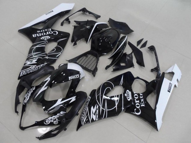 Carénages Moto Suzuki GSXR 1000 2005-2006 - Noir Brillant Blanc Corona