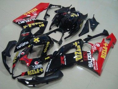 Carénages Moto Suzuki GSXR 1000 2005-2006 - Noir Brillant Rouge Or Rizla