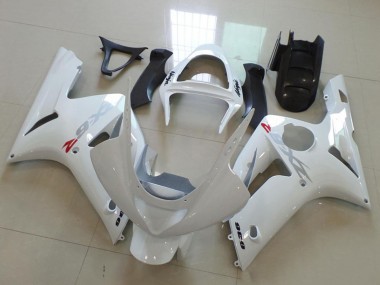 Carénages Moto Kawasaki ZX6R 2003-2004 - Blanc Argent Décalque