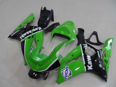 Carénages Moto Kawasaki ZX6R 2003-2004 - Vert Blanc Noir Fuchs