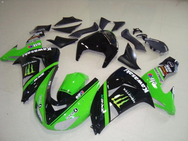 Carénages Moto Kawasaki ZX10R 2006-2007 - Vert Argent Noir Brillant Monstre