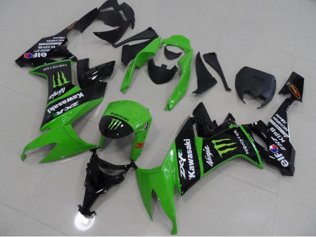 Carénages Moto Kawasaki ZX10R 2008-2010 - Vert Noir Brillant Monstre