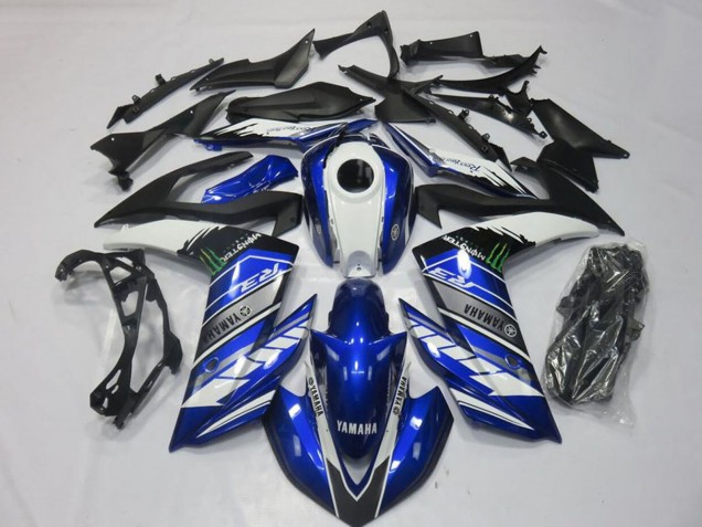 Carénages Moto Yamaha YZF R3 2015-2018 - Bleu Blanc Noir Vert Monstre