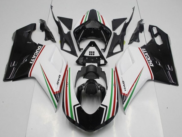 Kits Carénage Moto Ducati 848 2007-2014 - Blanc Rouge Vert Noir Brillant
