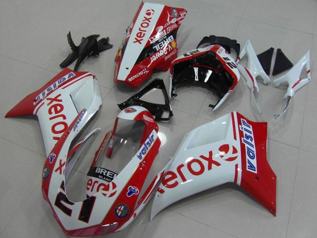 Carénages Moto Ducati 848 1098 1198 2007-2014 - Blanc Rouge Noir Brillant Valsir Xerox OEM Style 21