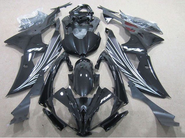 Carénages Moto Yamaha YZF R6 2008-2016 - Noir Brillant Blanc Bande