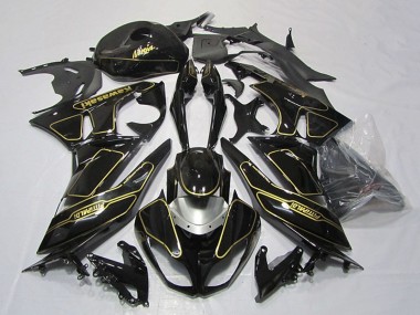 Carénages Moto Kawasaki ZX6R 2009-2012 - Noir Brillant Argent Or
