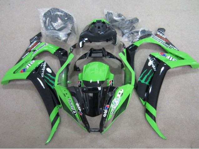 Carénages Moto Kawasaki ZX10R 2011-2015 - Vert Noir Brillant Vert Elf Touch4 Monstre