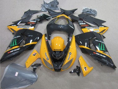 Carénages Moto Kawasaki ZX10R 2006-2007 - Noir Brillant Jaune Vert Touch4 Monstre