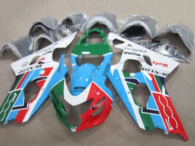 Carénages Moto Suzuki GSXR 600 2004-2005 - Blanc Bleu Vert Rouge Motul