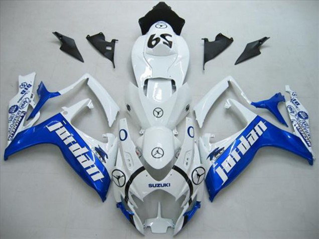 Carénages Moto Suzuki GSXR 600 2006-2007 - Blanc Bleu Jordan 59