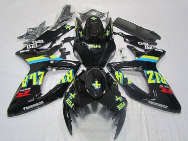 Carénages Moto Suzuki GSXR 600 2006-2007 - Noir Brillant Jaune Rizla Rouge