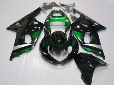 Carénages Moto Suzuki GSXR 750 2001-2003 - Noir Brillant Vert Argent