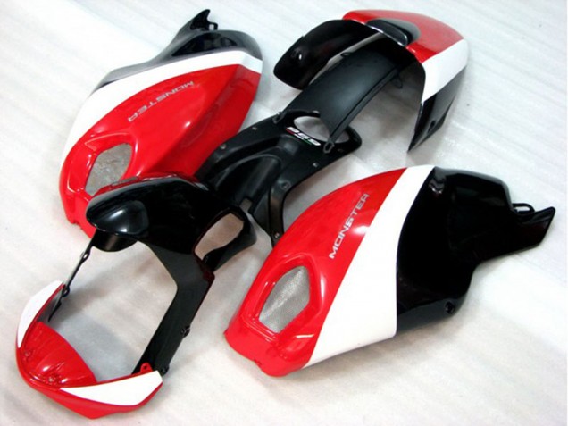 Carénage Moto Ducati Monster 696 2008-2012 - Blanc Rouge Noir Brillant