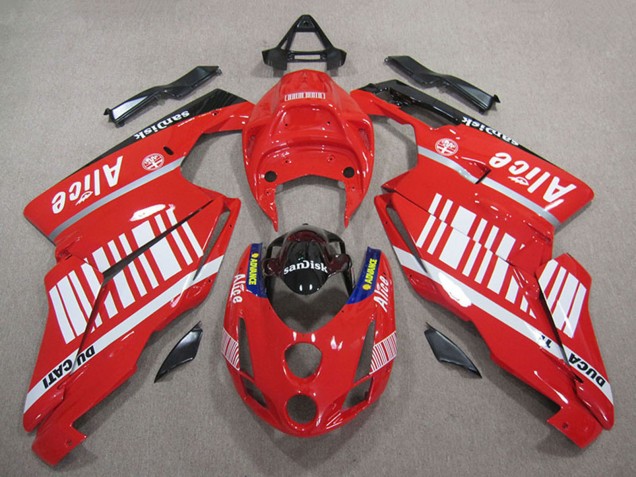 Carénages Moto Ducati 749 999 2005-2006 - Rouge Blanc Noir Brillant Alice Sandisk