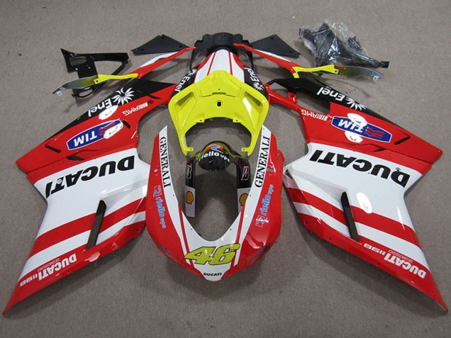 Carénages Moto Ducati 1198 2007-2014 - Blanc Jaune Rouge Generali 46