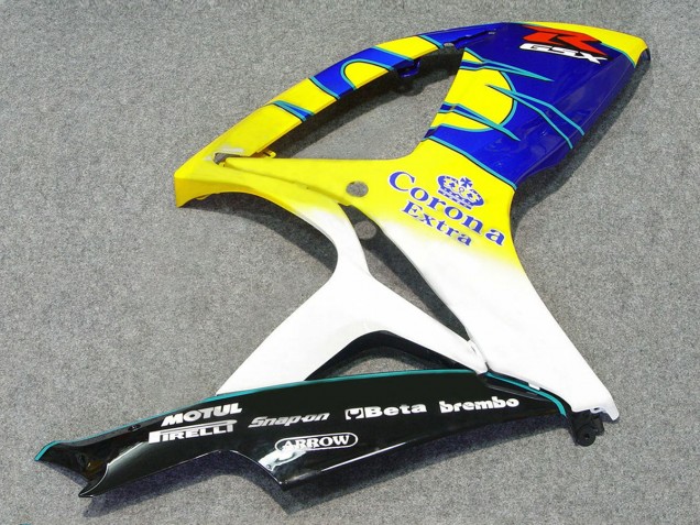 Carénages Moto Suzuki GSXR 600/750 2006-2007 - Blanc Bleu Jaune Corona Alstare