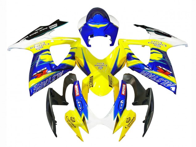 Carénages Moto Suzuki GSXR 600/750 2006-2007 - Blanc Bleu Jaune Corona Alstare