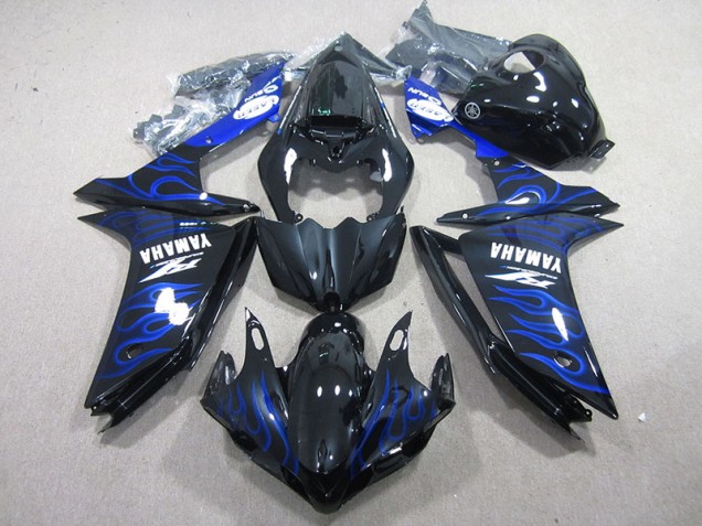 Noir avec Bleu Flamme 2007-2008 YZF R1 Carénage Moto Noir avec Bleu Flamme 2007-2008 YZF R1 Carénage Moto